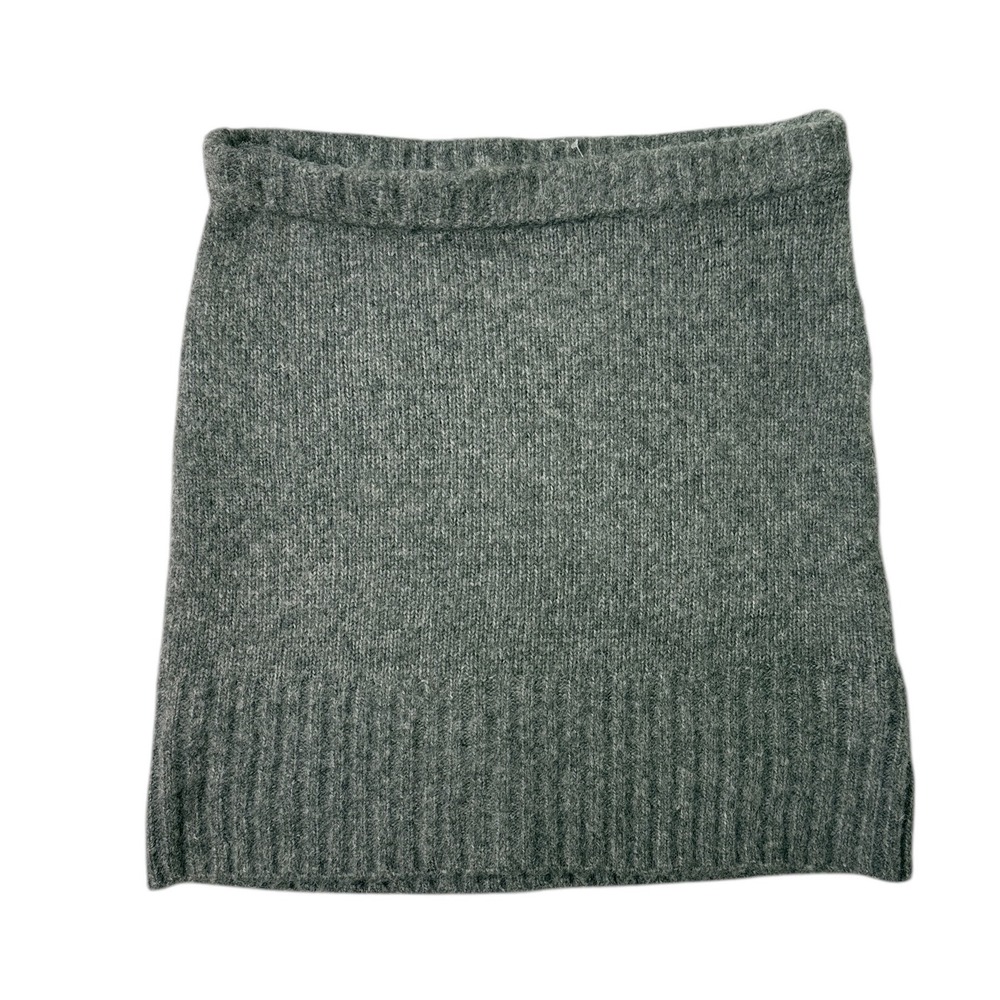 Beige Botany Mini Skirt Grey Knit Wool Blend Ribbed Hem Charcoal Size‎ M